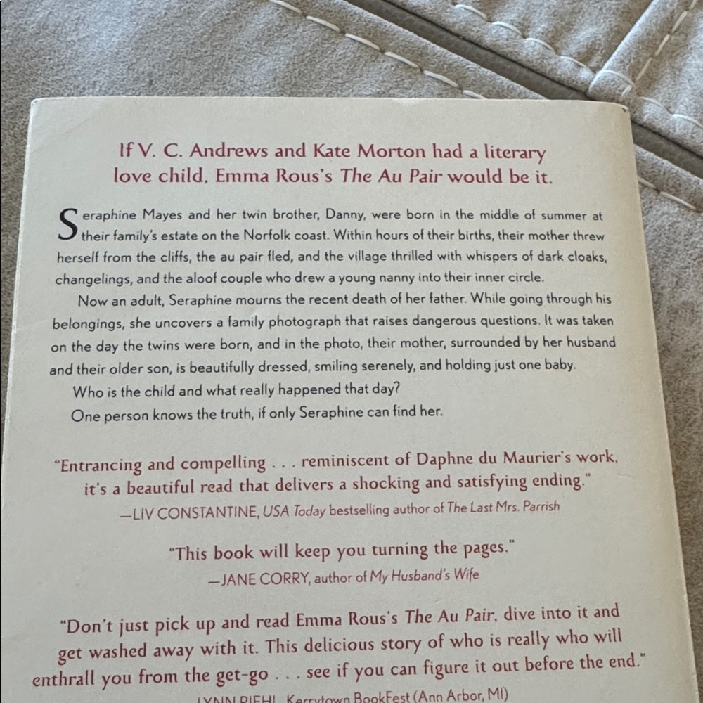 The Au Pair by Emma Rous Paperback Advanced Readers Copy EUC - Picture 3 of 4